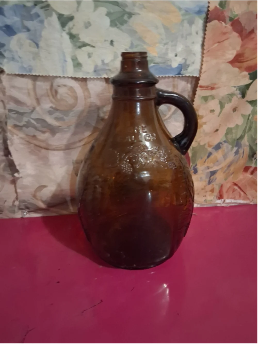 Vintage Mayfield Glass One Gallon Grapevine Pattern Round Jug Decorative Pitcher